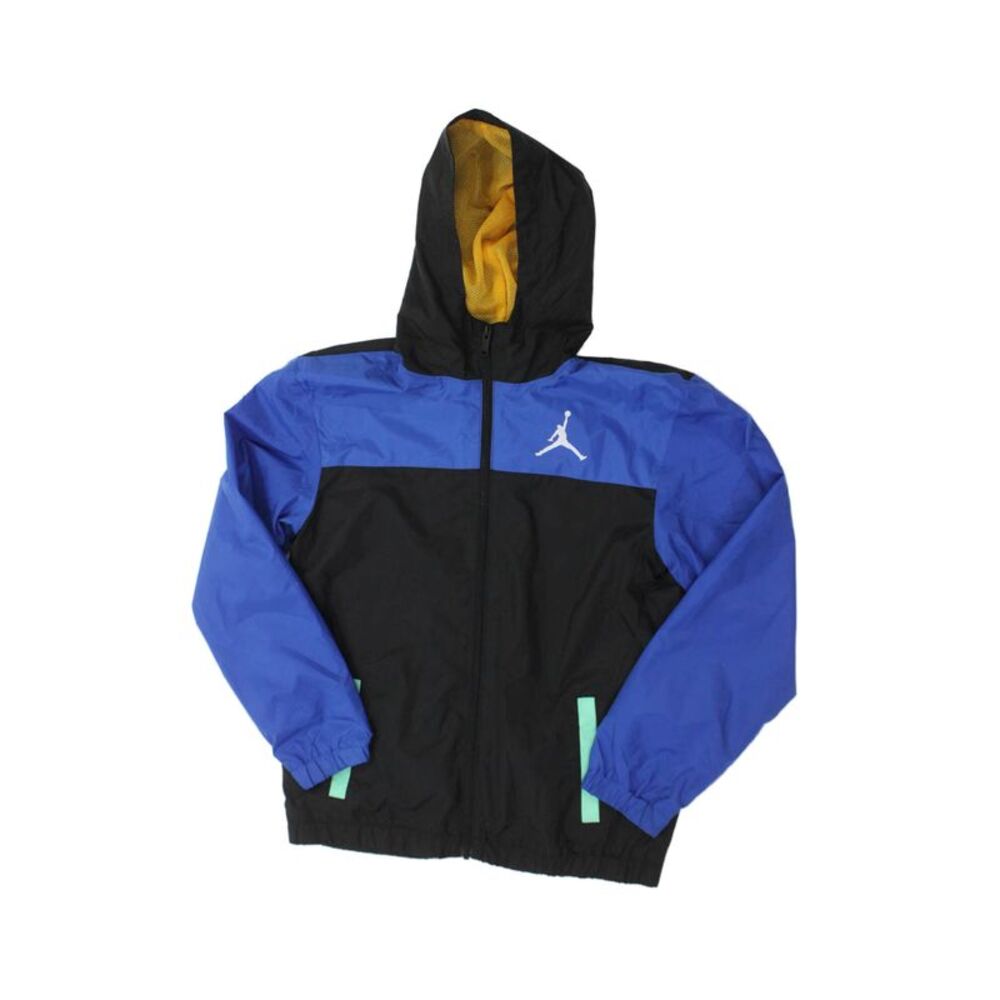 Air Jordan Childrens Boys Full Zipped Hooded Rain Jacket Black Blue Size Large